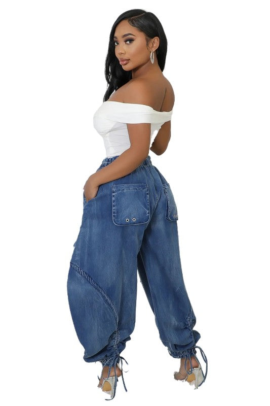 WOMEN FAHION HAREM STYLE DENIM PANTS - PureLove Designs LLC