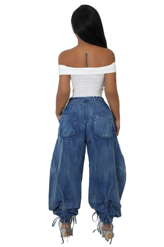 WOMEN FAHION HAREM STYLE DENIM PANTS - PureLove Designs LLC