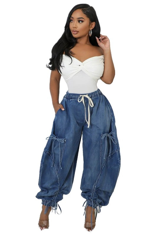 WOMEN FAHION HAREM STYLE DENIM PANTS - PureLove Designs LLC