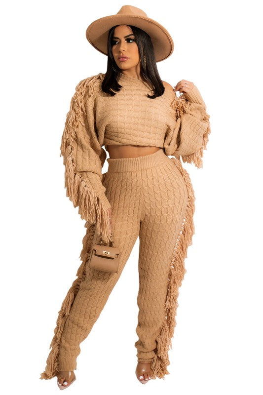 WOMEN FASHUON 2PC SWEATER PANTS SET - PureLove Designs LLC