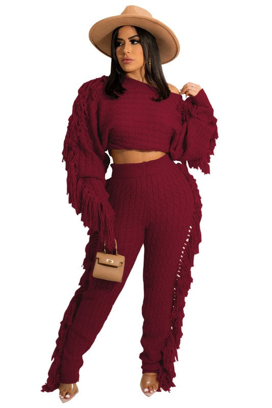 WOMEN FASHUON 2PC SWEATER PANTS SET - PureLove Designs LLC