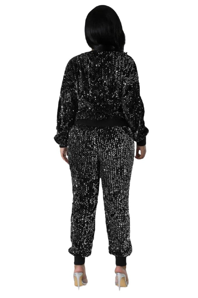 WOMEN FASHION SEQUIN TWO PIECE PANT SET - PureLove Designs LLC