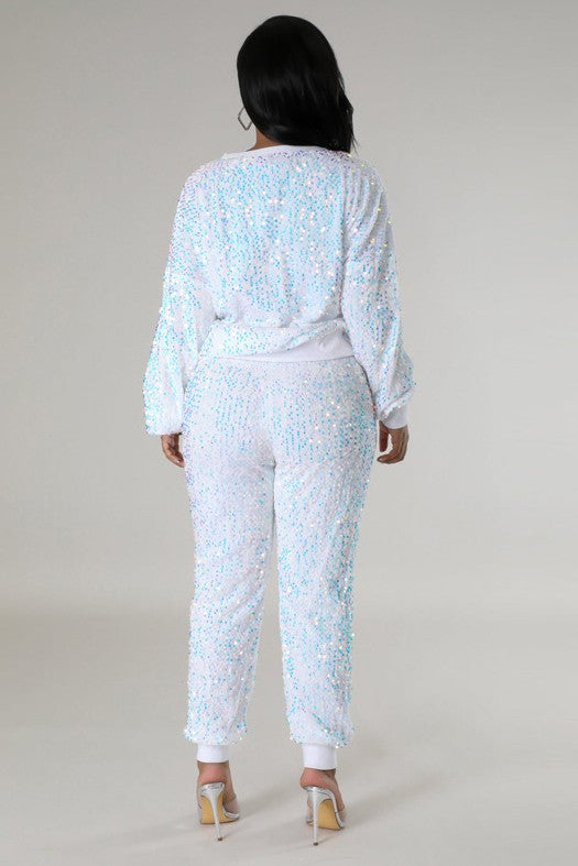 WOMEN FASHION SEQUIN TWO PIECE PANT SET - PureLove Designs LLC