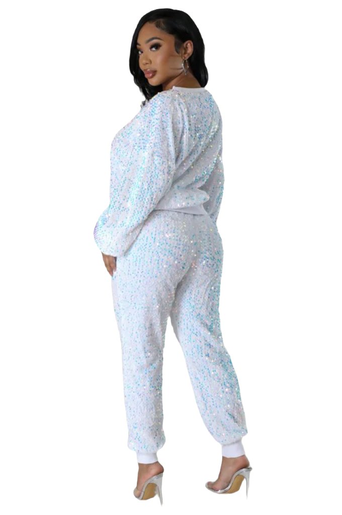 WOMEN FASHION SEQUIN TWO PIECE PANT SET - PureLove Designs LLC