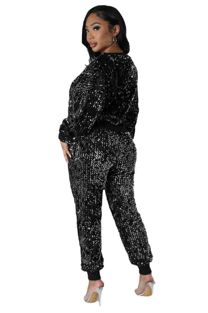 WOMEN FASHION SEQUIN TWO PIECE PANT SET - PureLove Designs LLC