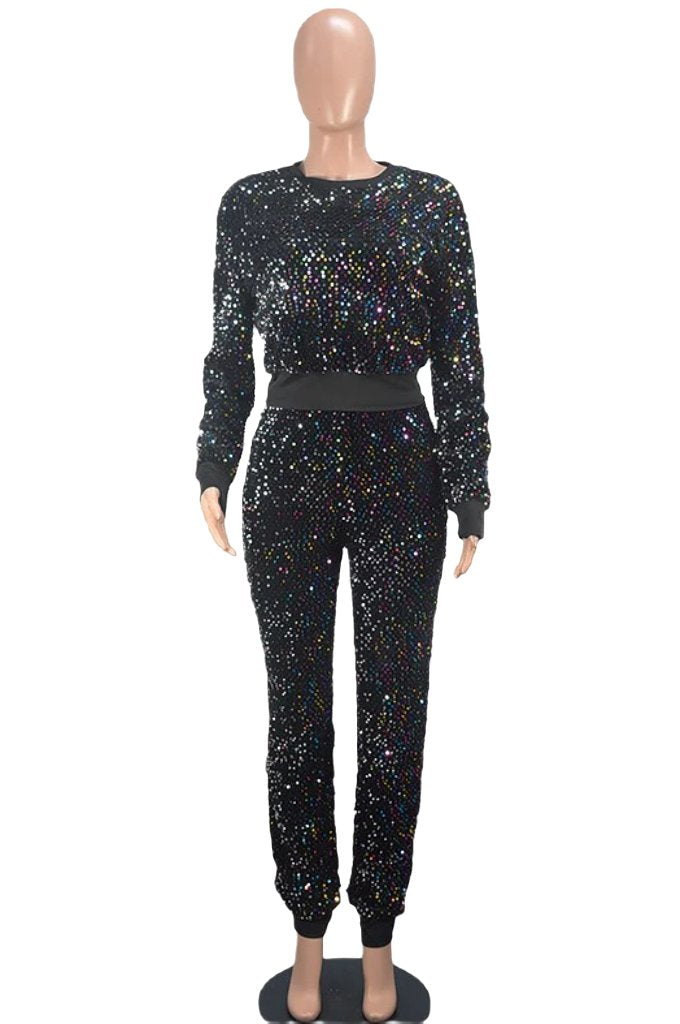 WOMEN FASHION SEQUIN TWO PIECE PANT SET - PureLove Designs LLC