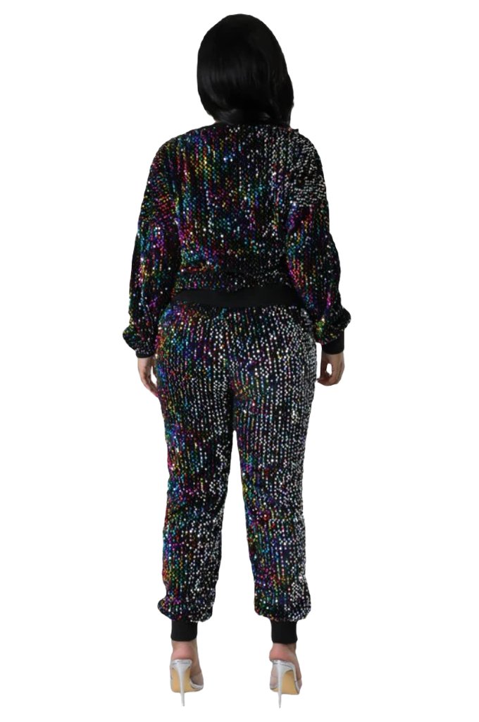 WOMEN FASHION SEQUIN TWO PIECE PANT SET - PureLove Designs LLC