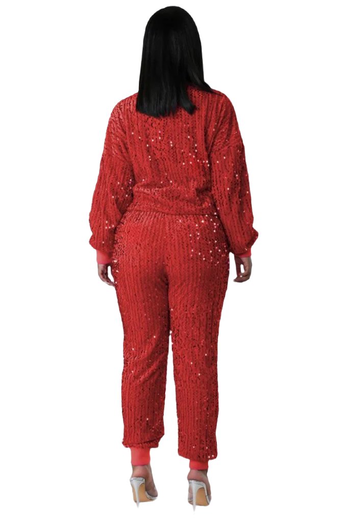 WOMEN FASHION SEQUIN TWO PIECE PANT SET - PureLove Designs LLC