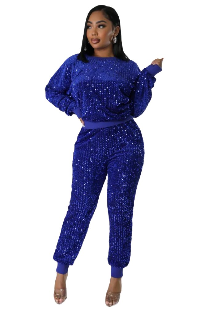 WOMEN FASHION SEQUIN TWO PIECE PANT SET - PureLove Designs LLC