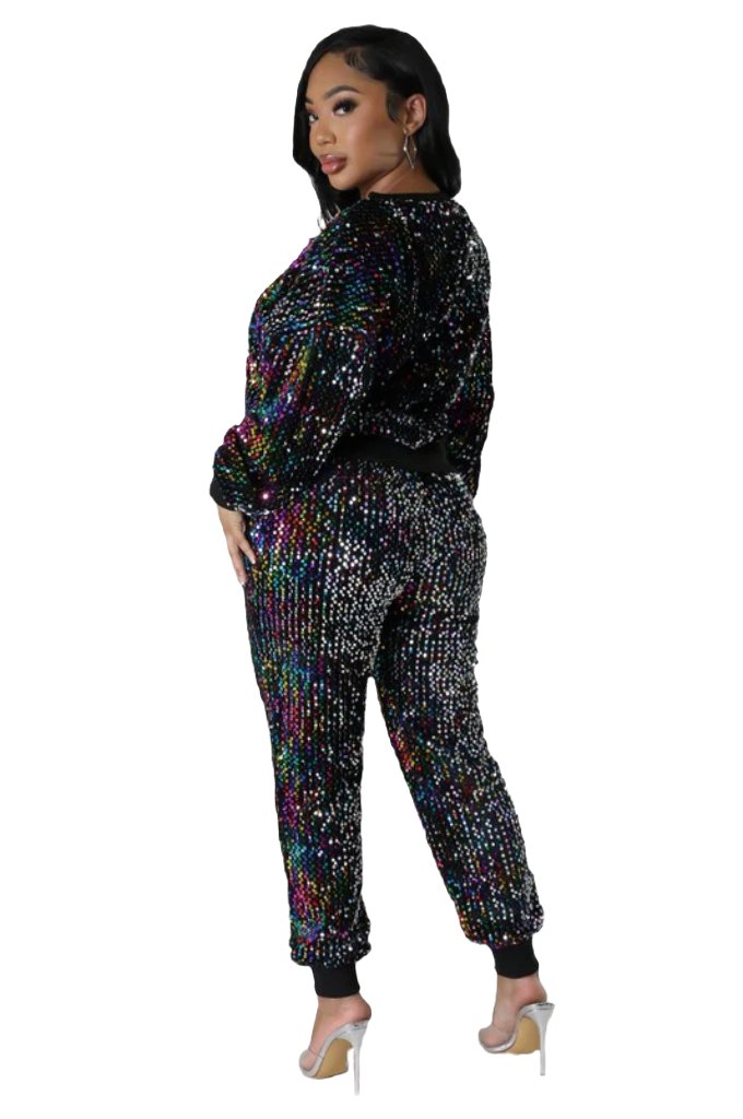 WOMEN FASHION SEQUIN TWO PIECE PANT SET - PureLove Designs LLC
