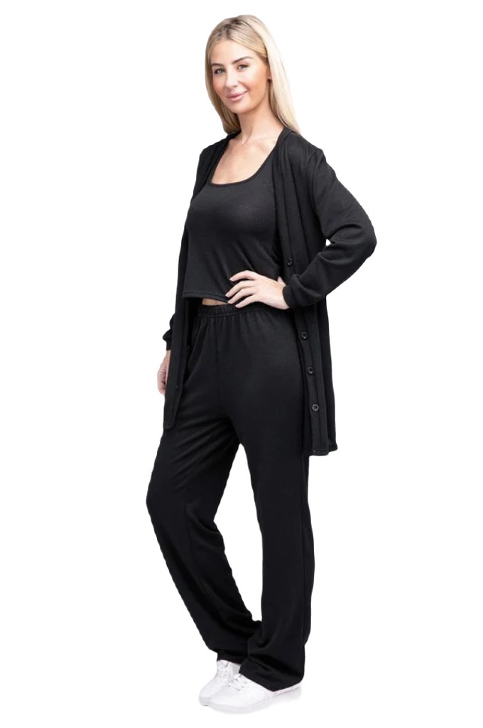 Solid Tank Top & Pants & Cardigan - PureLove Designs LLC