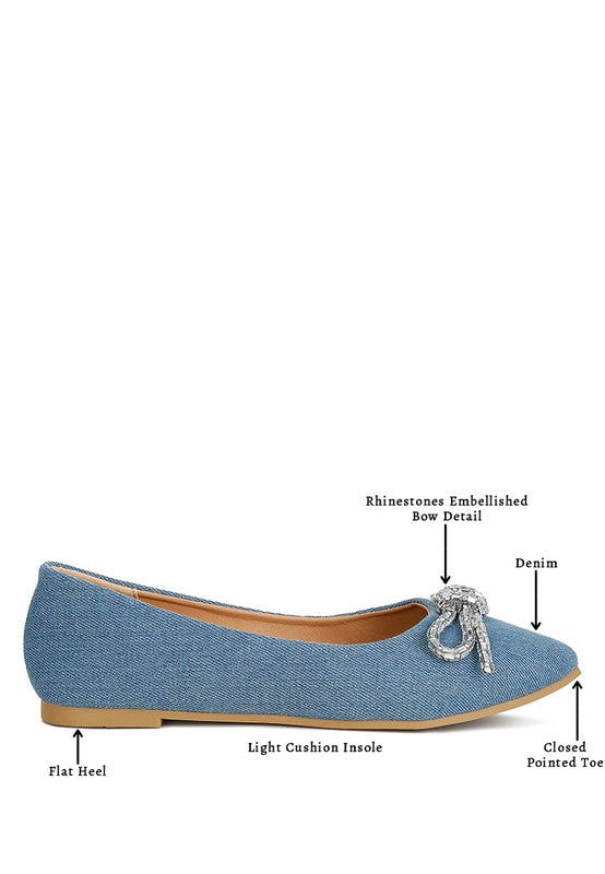 Ellerby Embellished Bow Detail Ballet Flats - PureLove Designs LLC