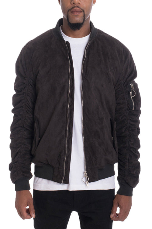 Grey Smoke Faux Suede Tagged Bomber - PureLove Designs LLC