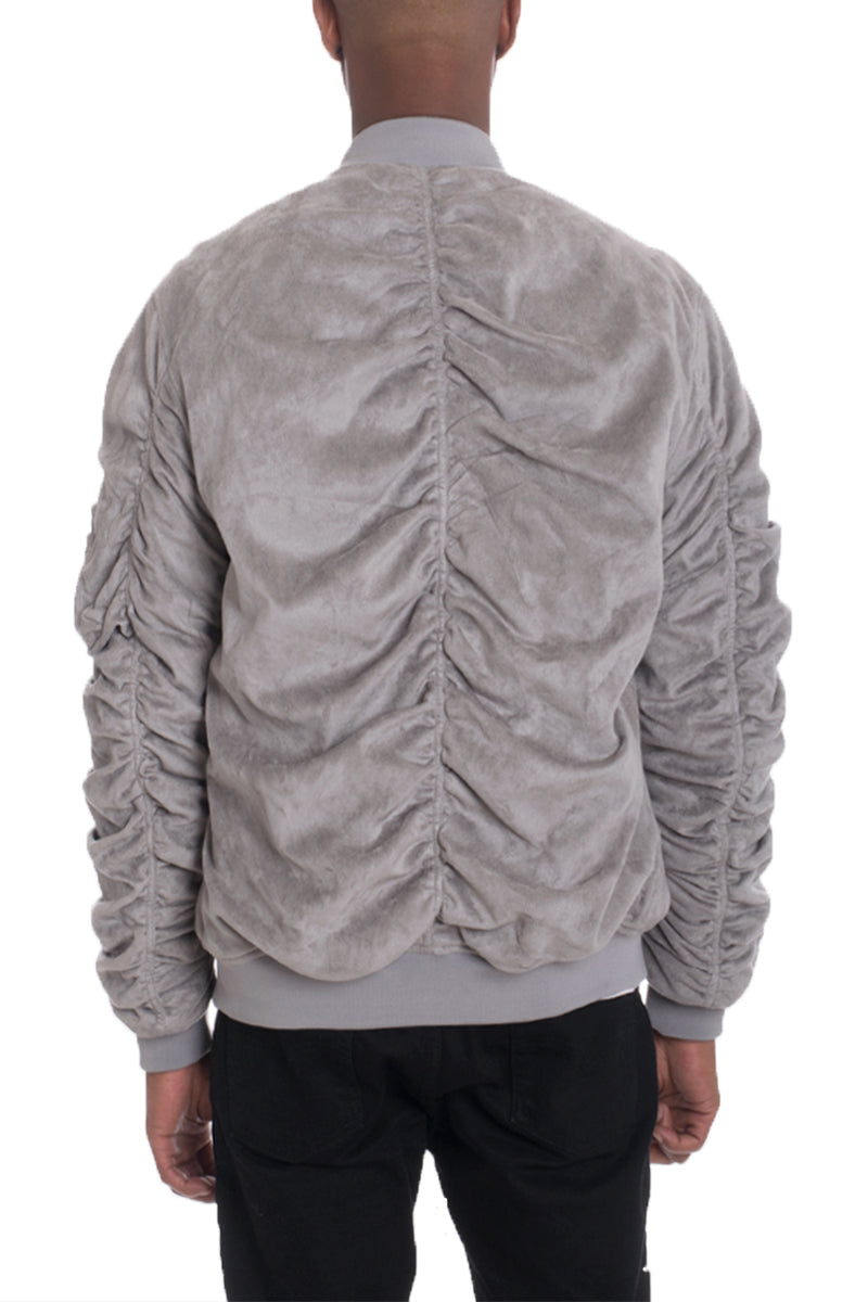 Grey Smoke Faux Suede Tagged Bomber - PureLove Designs LLC