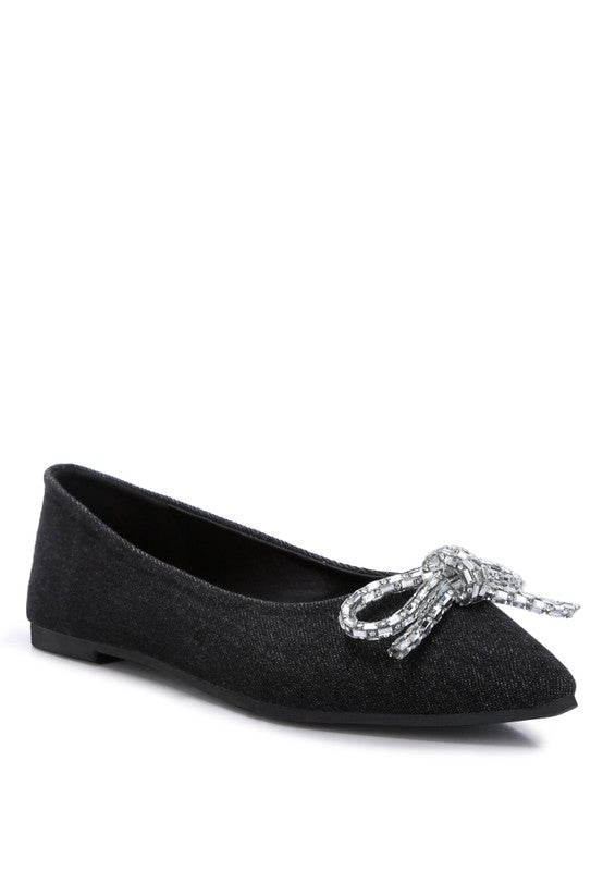 Ellerby Embellished Bow Detail Ballet Flats - PureLove Designs LLC
