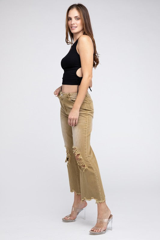 Distressed Vintage Washed Wide Leg Pants - PureLove Designs LLC