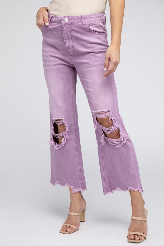 Distressed Vintage Washed Wide Leg Pants - PureLove Designs LLC