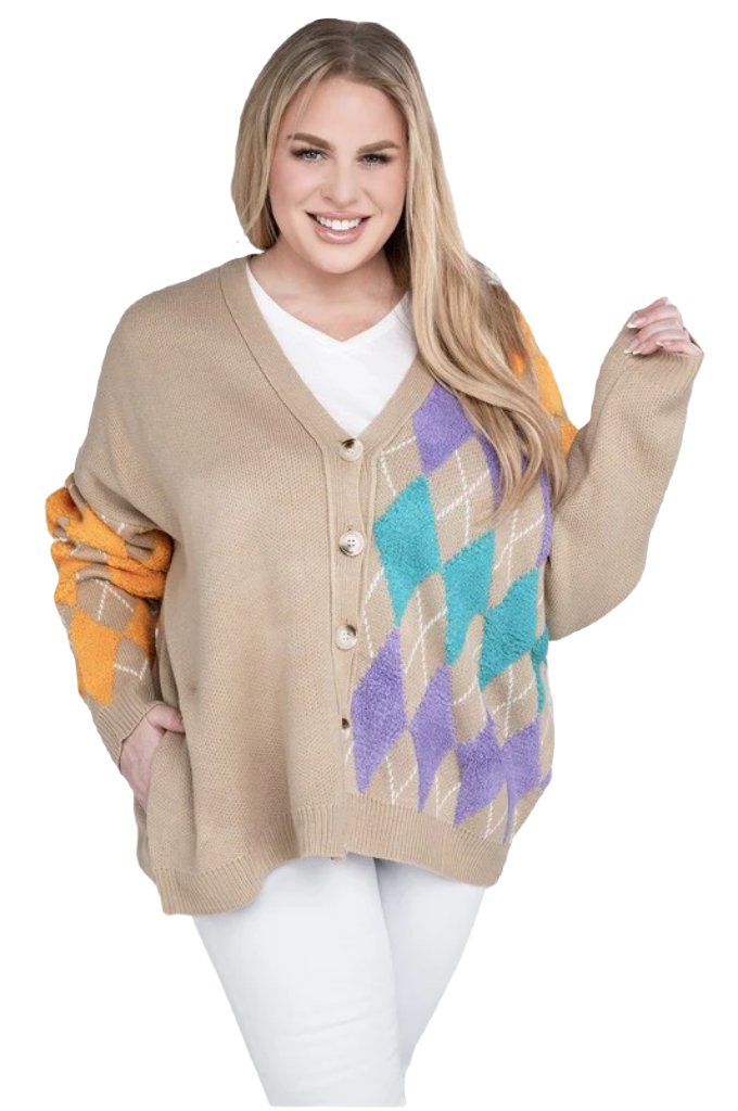 Plus V Neck Button Front Cardigan - PureLove Designs LLC