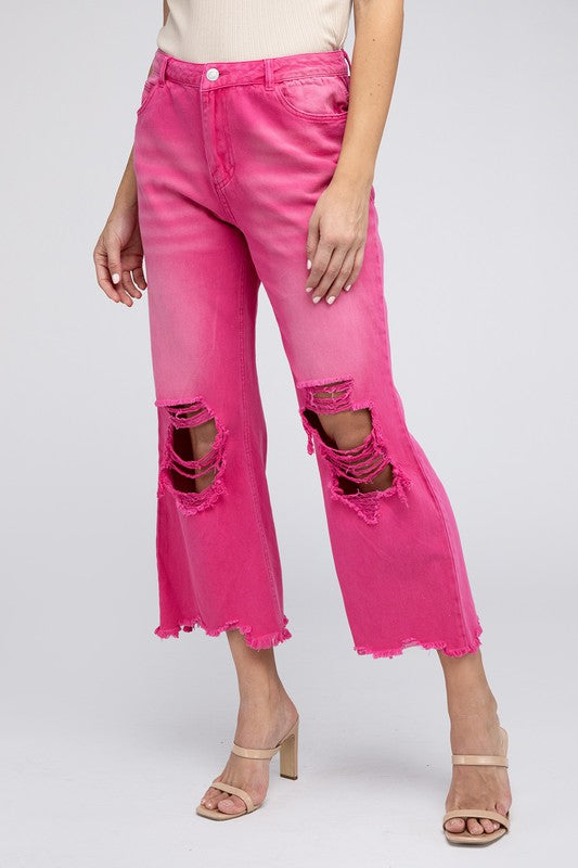 Distressed Vintage Washed Wide Leg Pants - PureLove Designs LLC