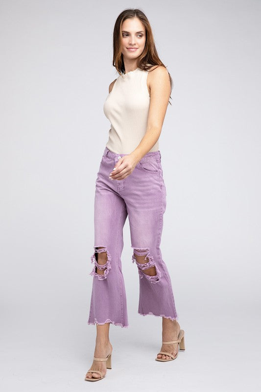 Distressed Vintage Washed Wide Leg Pants - PureLove Designs LLC