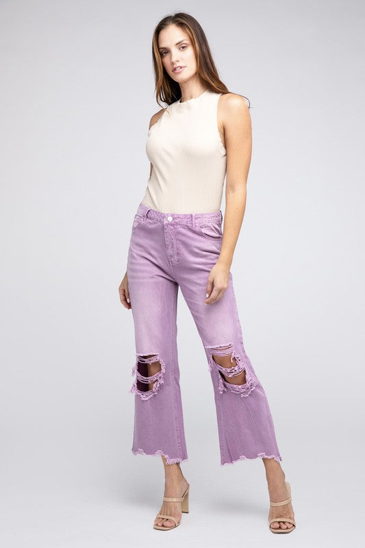 Distressed Vintage Washed Wide Leg Pants - PureLove Designs LLC