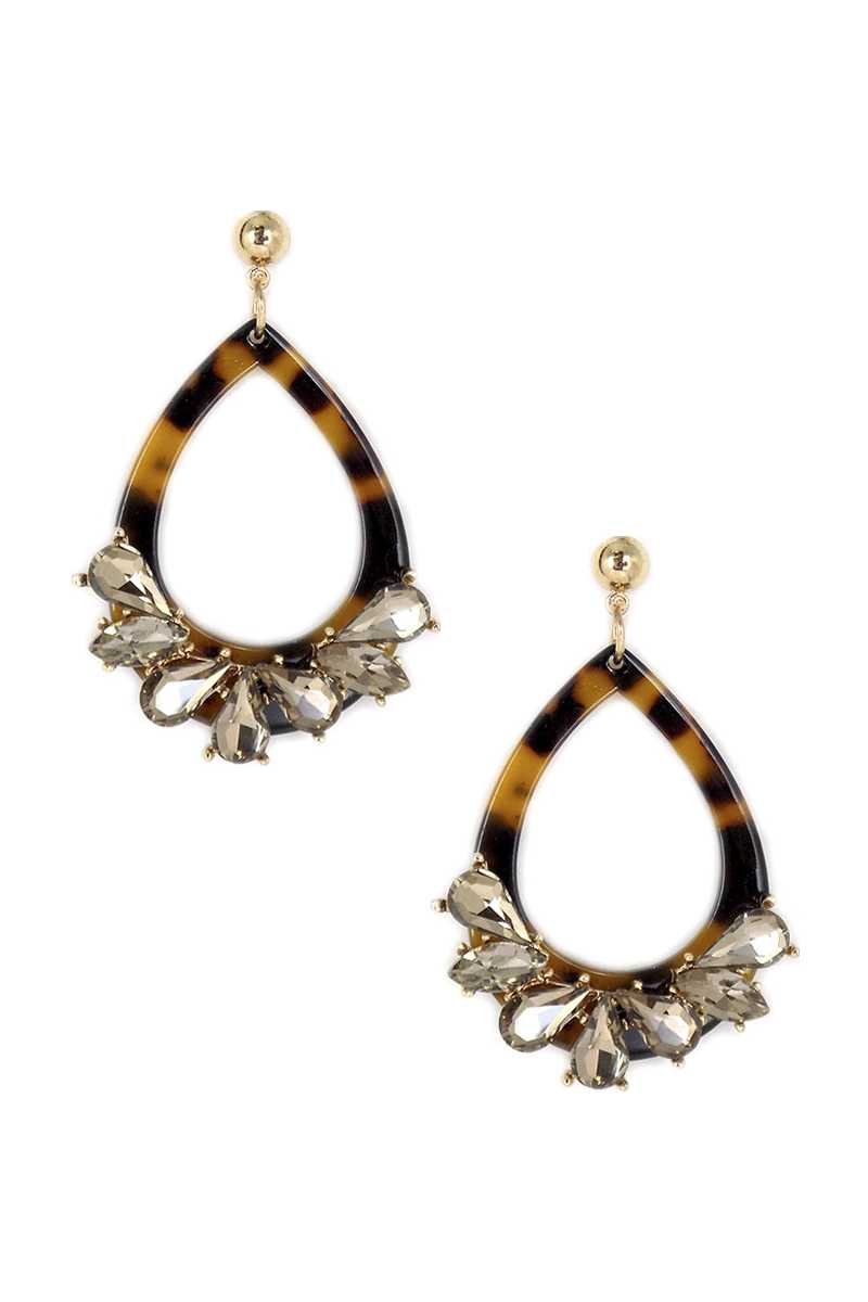 Acetate Rhinestone Teardrop Dangle Earring - PureLove Designs LLC