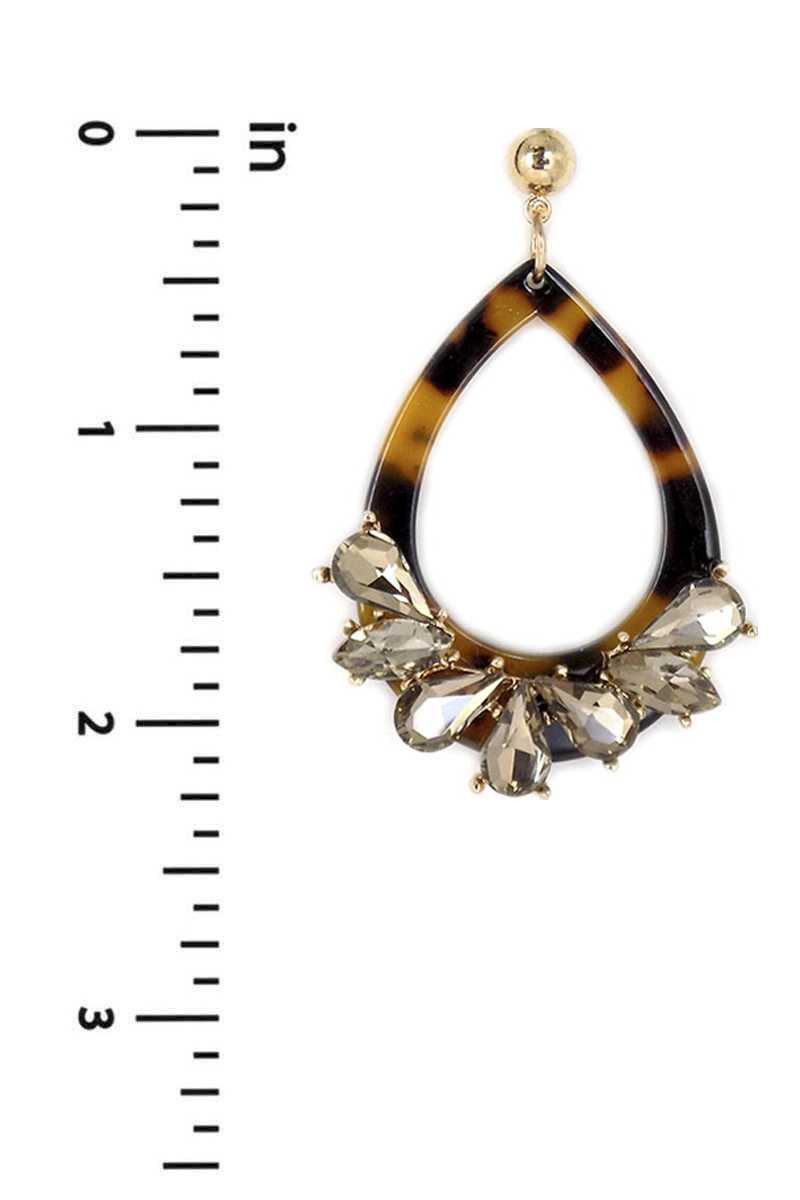 Acetate Rhinestone Teardrop Dangle Earring - PureLove Designs LLC