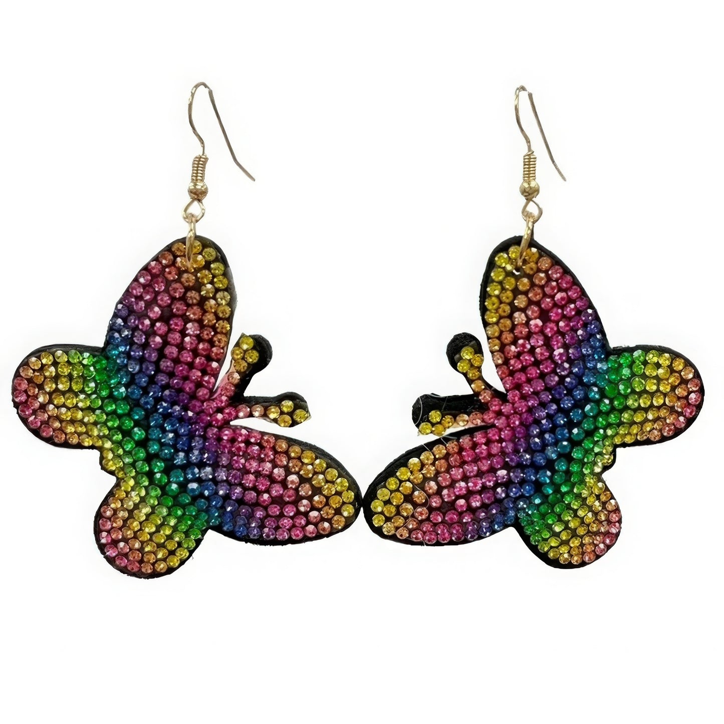 Rainbow Rhinestone Butterfly Dangle Earring - PureLove Designs LLC