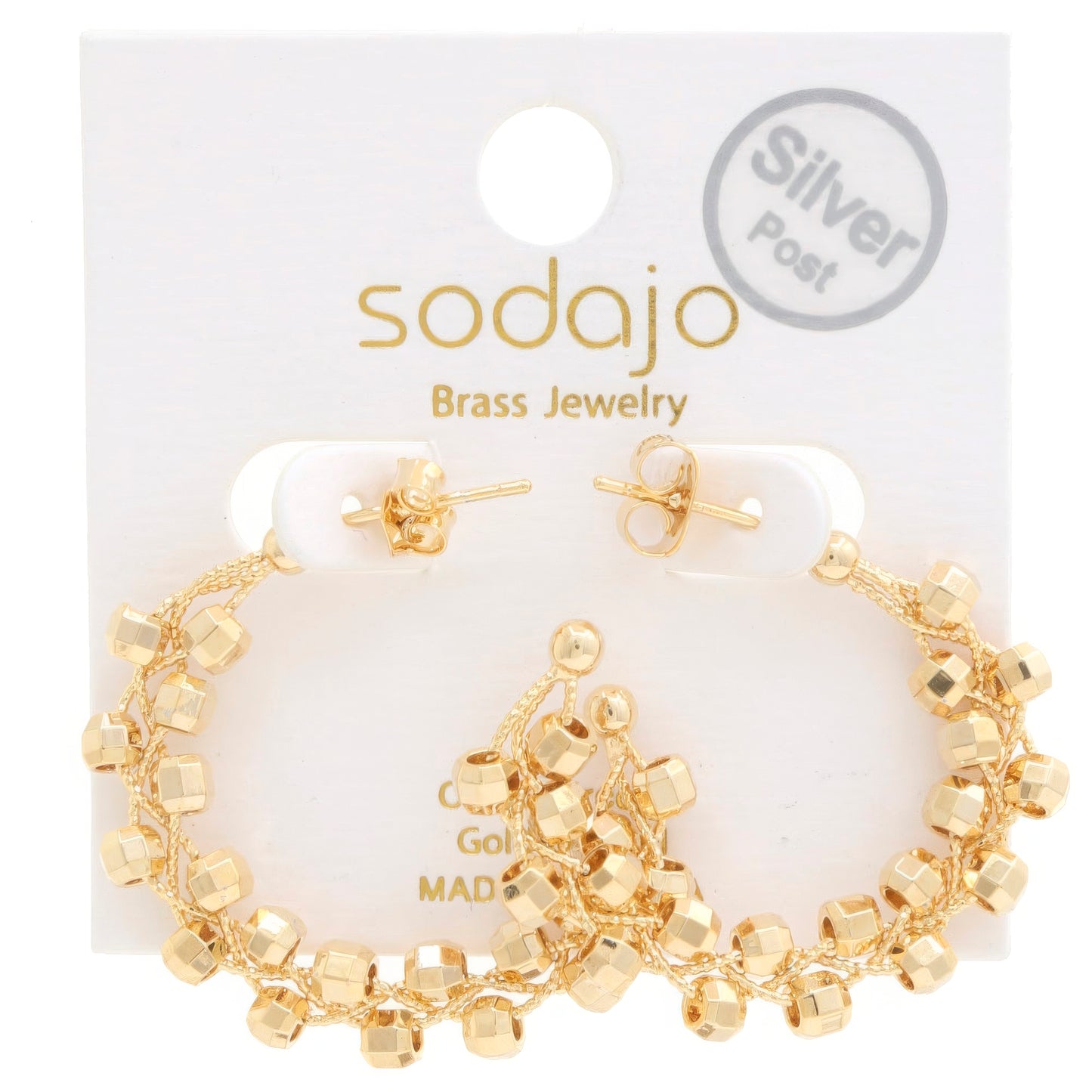 Sodajo Beaded Open Hoop Gold Dipped Earring - PureLove Designs LLC