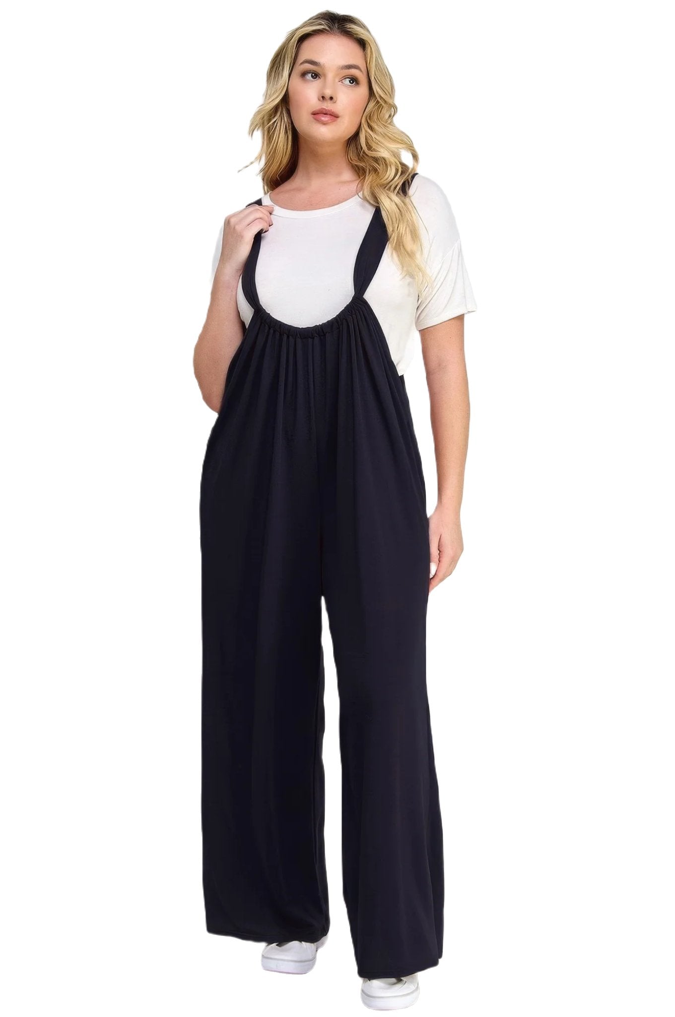 French Terry Wide Leg Jumpsuit Overalls - PureLove Designs LLC