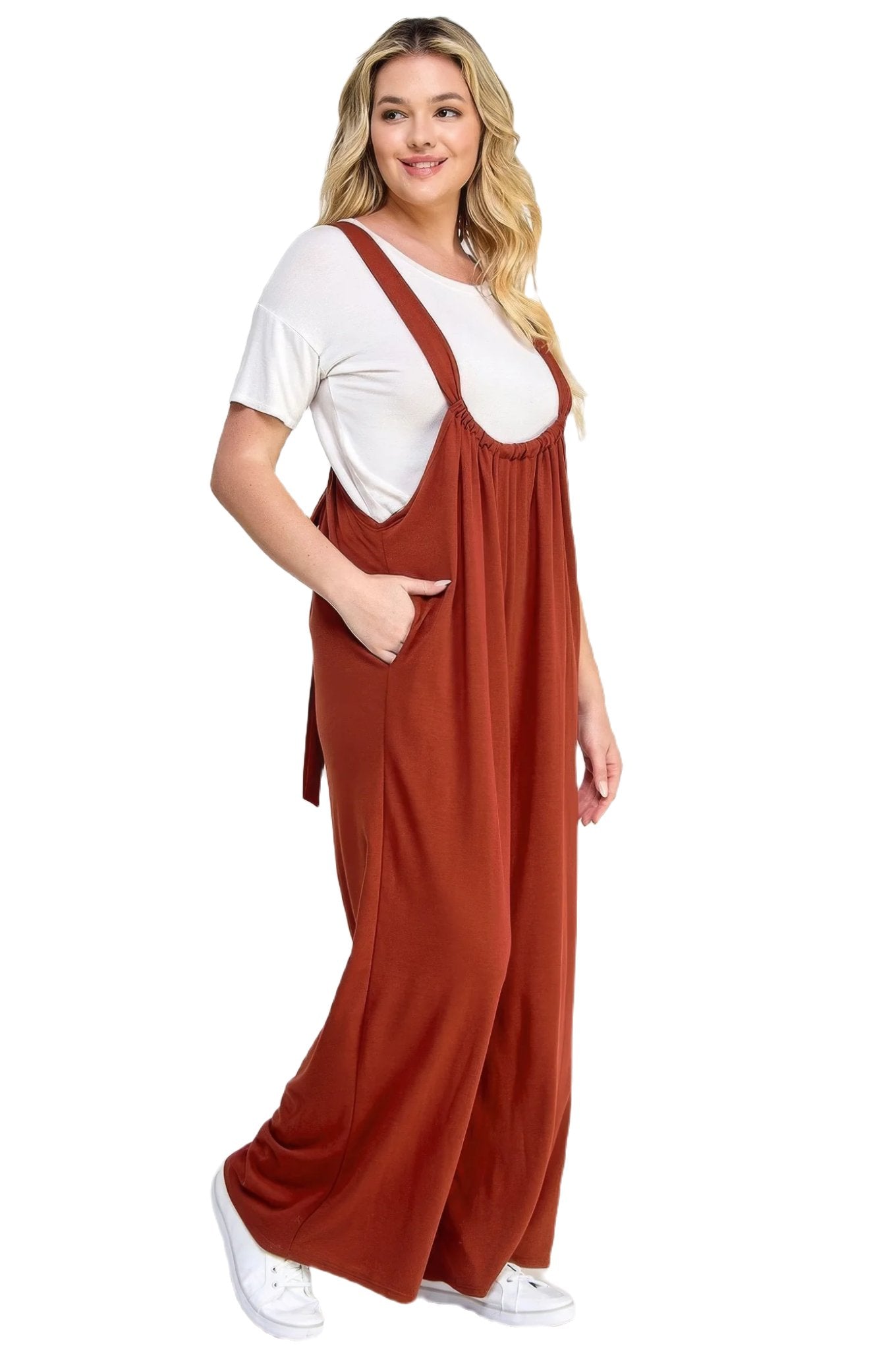 French Terry Wide Leg Jumpsuit Overalls - PureLove Designs LLC