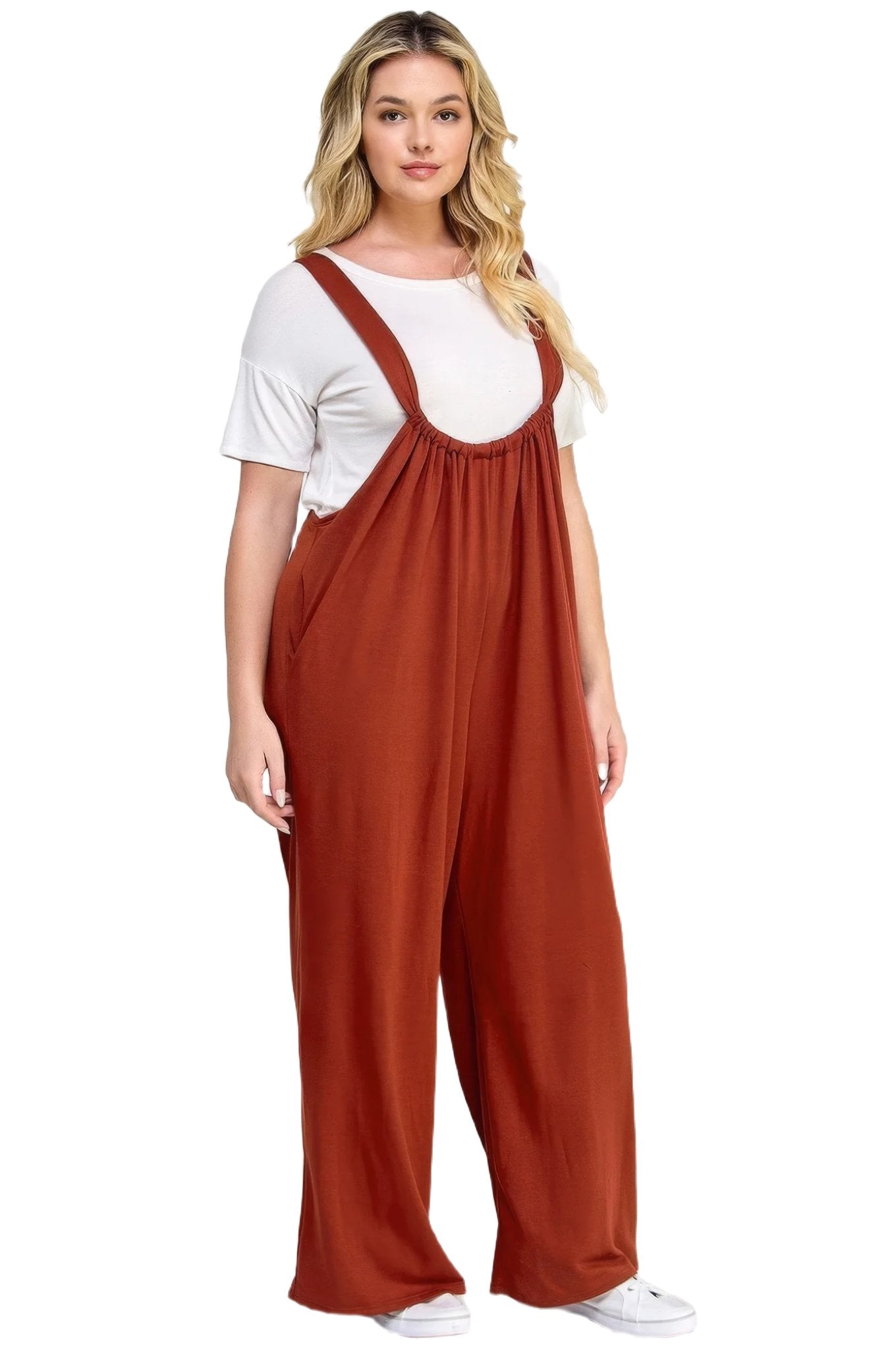 French Terry Wide Leg Jumpsuit Overalls - PureLove Designs LLC