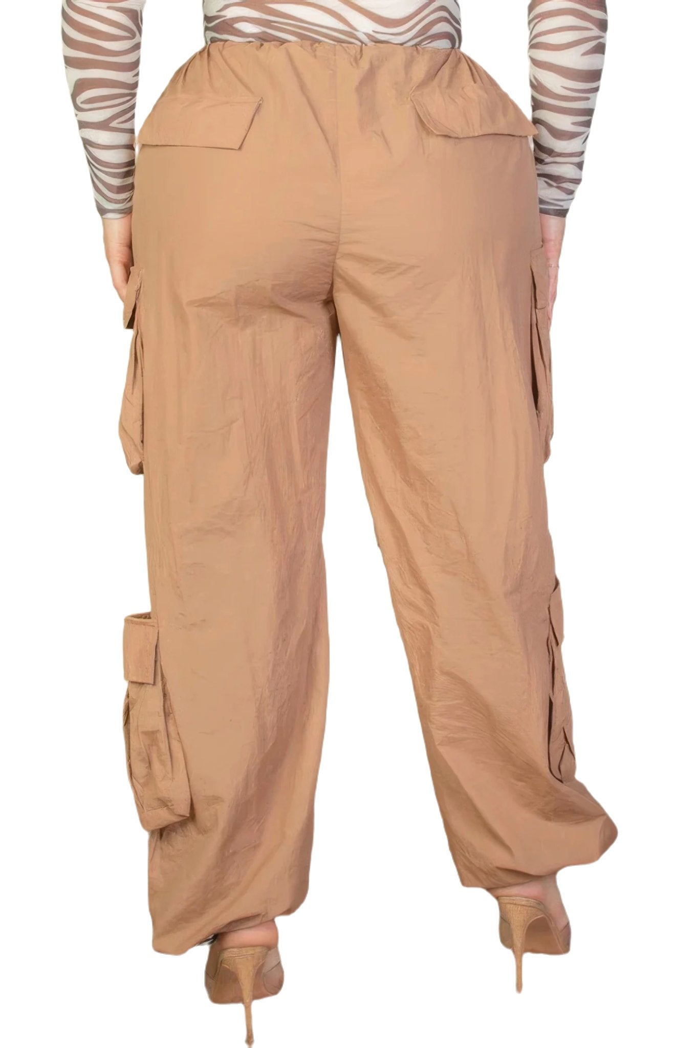 Plus Size Flap Pockets Drawstring Ruched Parachute Pants - PureLove Designs LLC