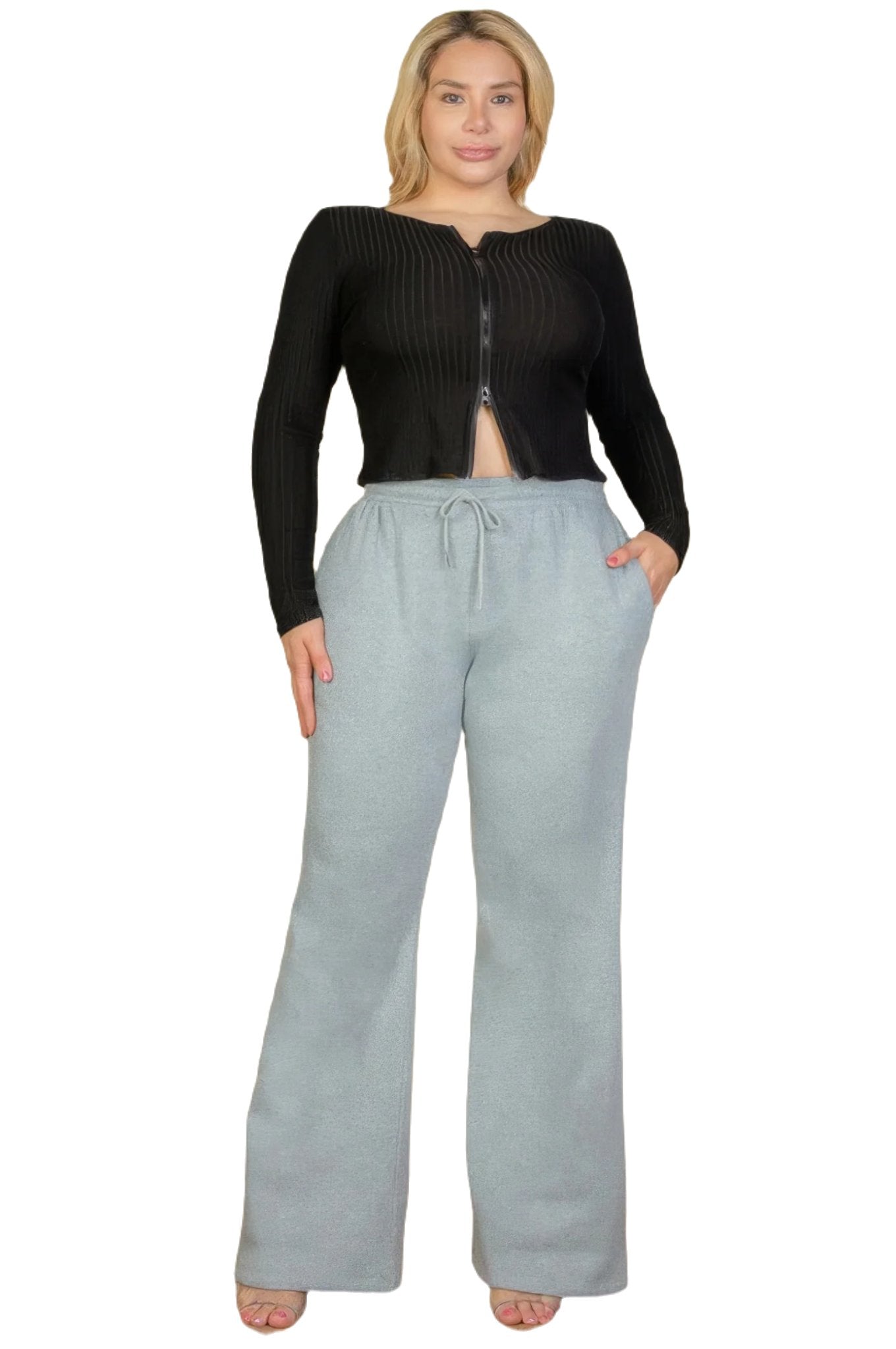 Plus Size Drawstring Waist Slant Pocket Sweatpants - PureLove Designs LLC