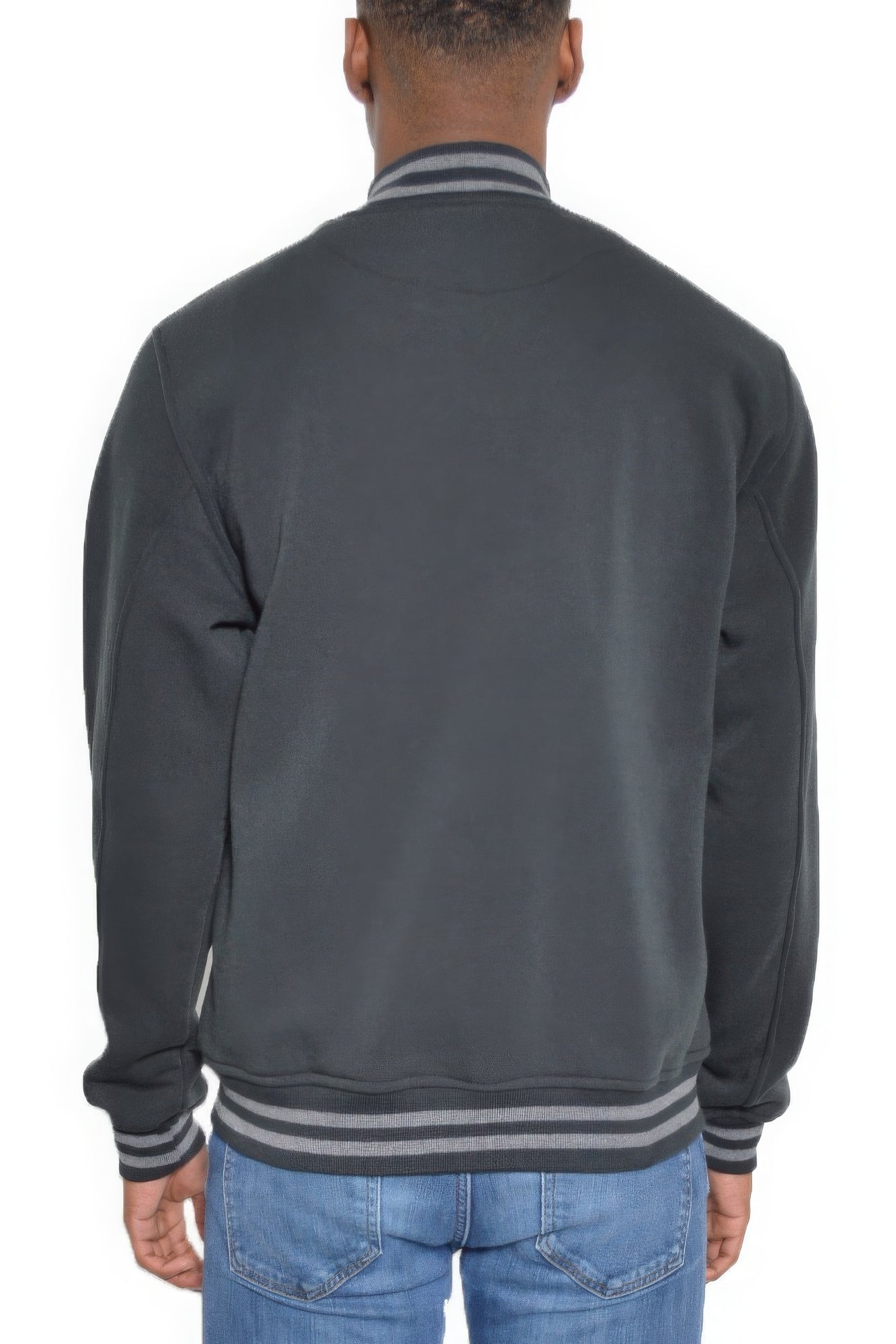 Mens Fleece Snap Button Varsity Jacket - PureLove Designs LLC