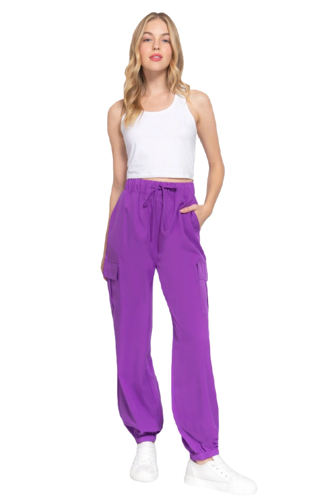 Light Weight Stretch Woven Cargo Jogger Pants - PureLove Designs LLC
