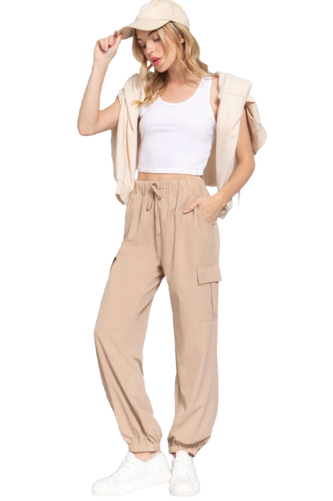 Light Weight Stretch Woven Cargo Jogger Pants - PureLove Designs LLC