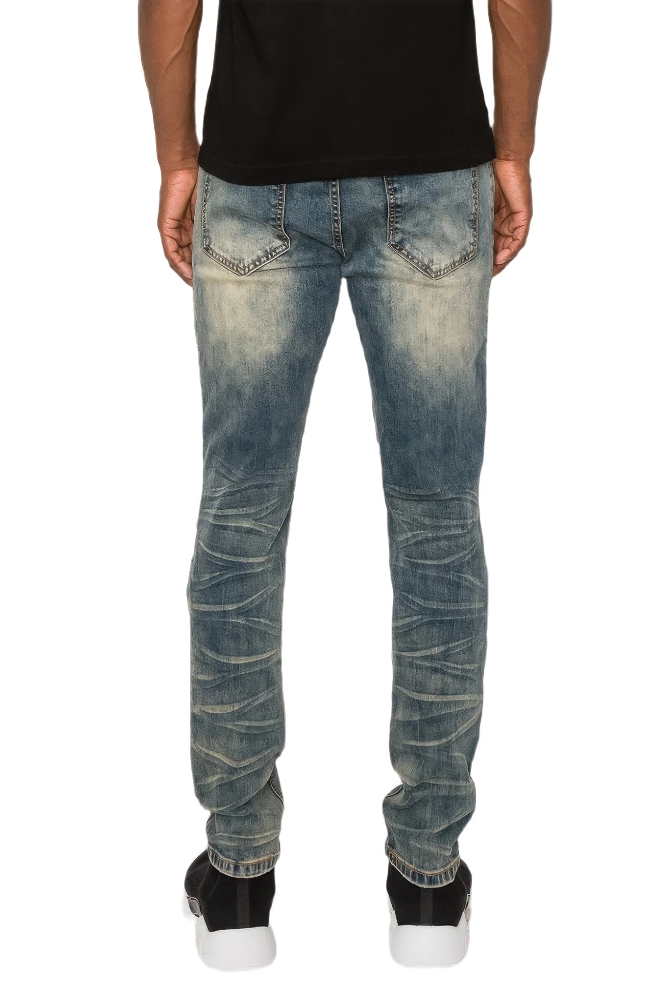 Men Creased Biker Denim Jeans - PureLove Designs LLC