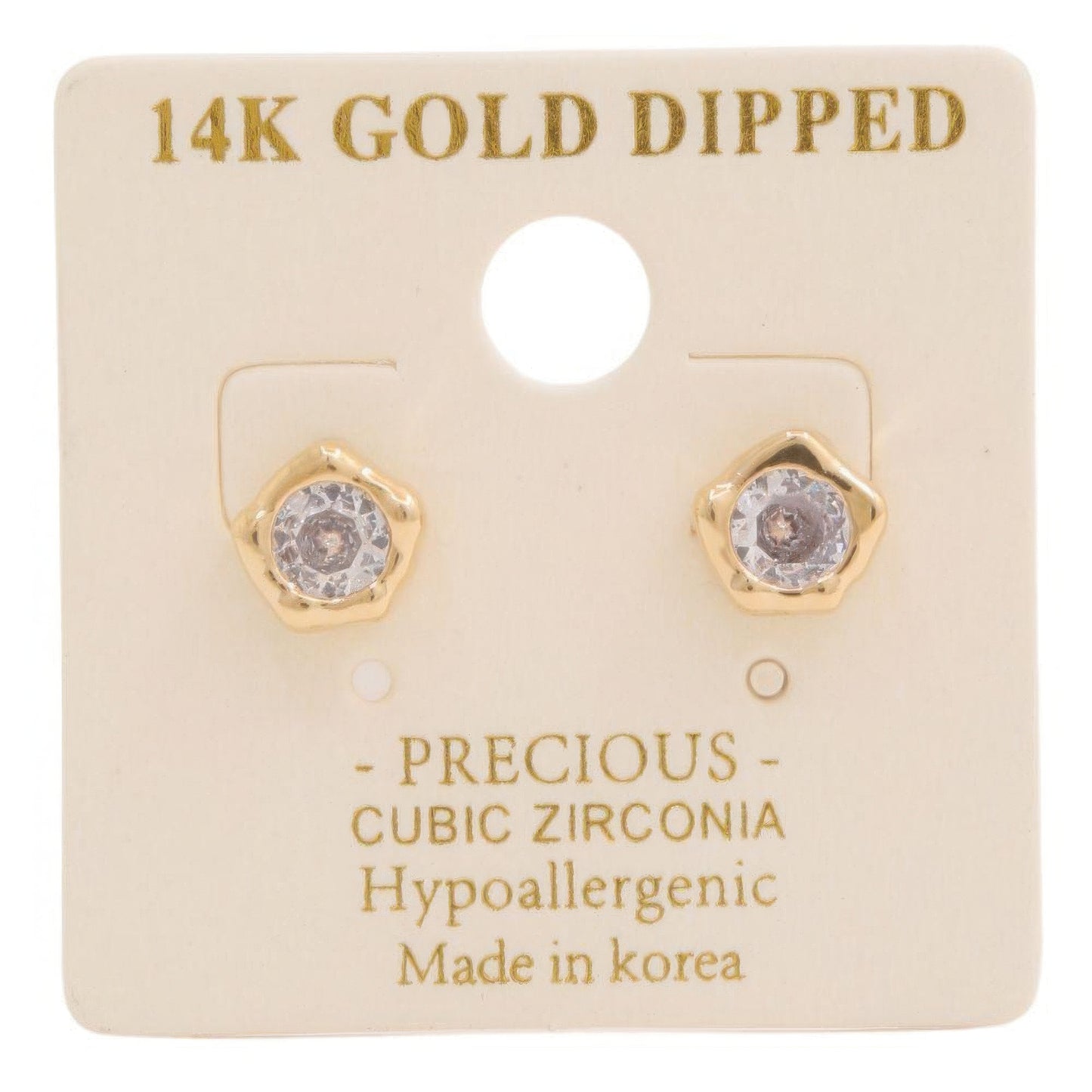 14k Gold Dipped Cz Stone Stud Earring - PureLove Designs LLC