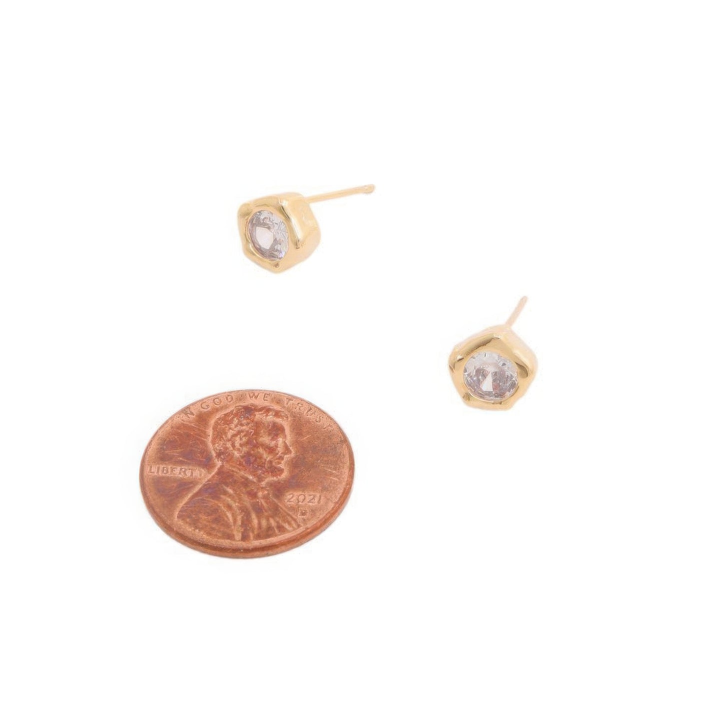 14k Gold Dipped Cz Stone Stud Earring - PureLove Designs LLC