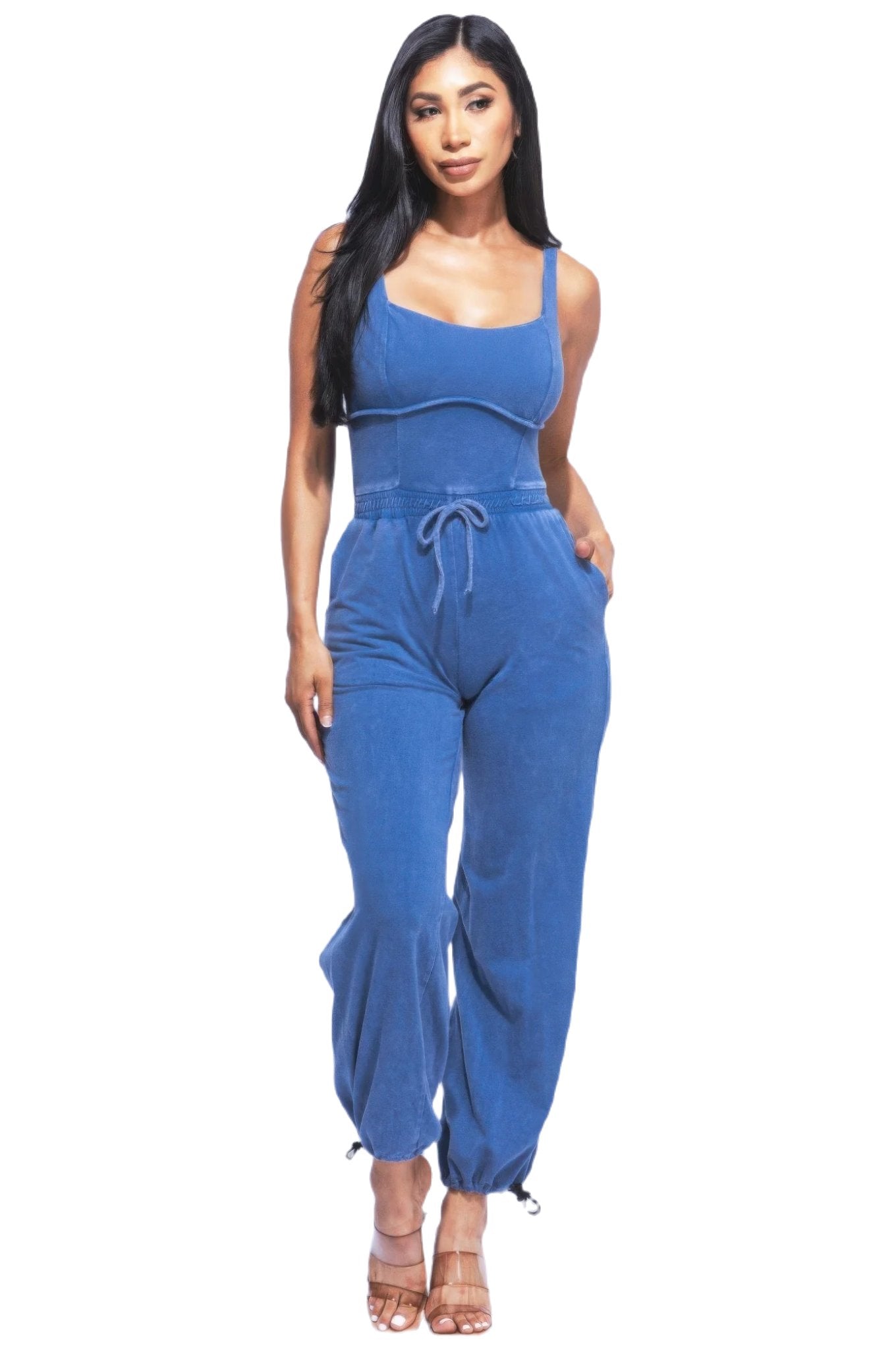 Washed Jumpsuit With Adjustable Ankle - PureLove Designs LLC