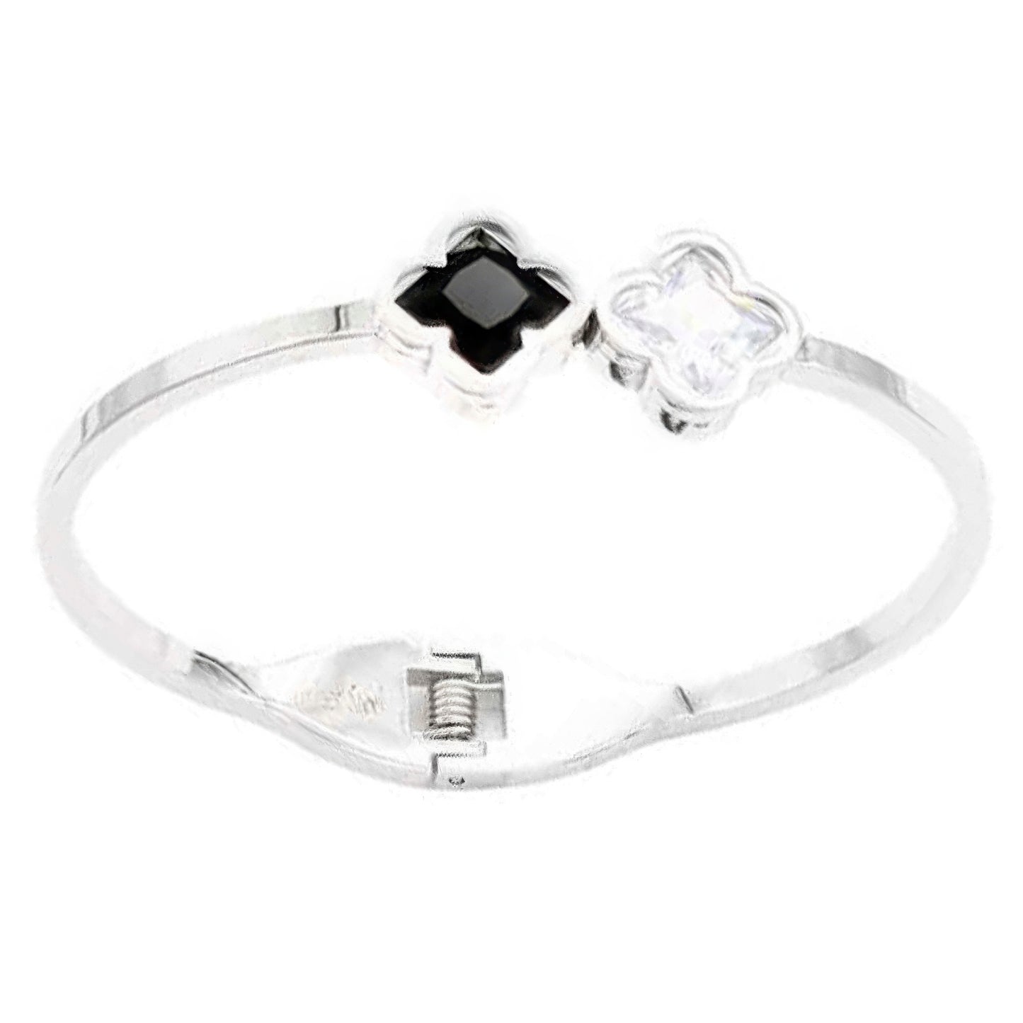 Double Clover Stainless Steel Hinged Bracelet - PureLove Designs LLC