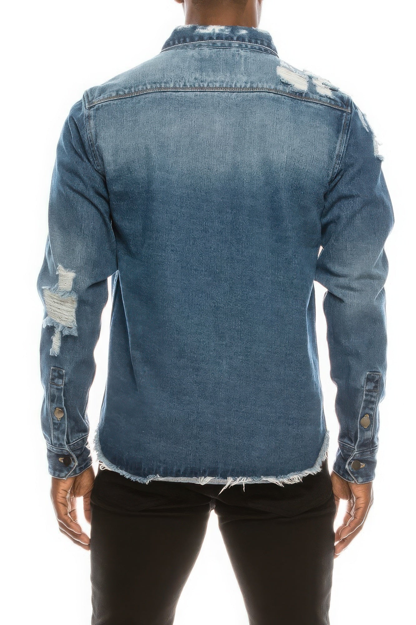 Men's Ripped Denim Overshirt - PureLove Designs LLC