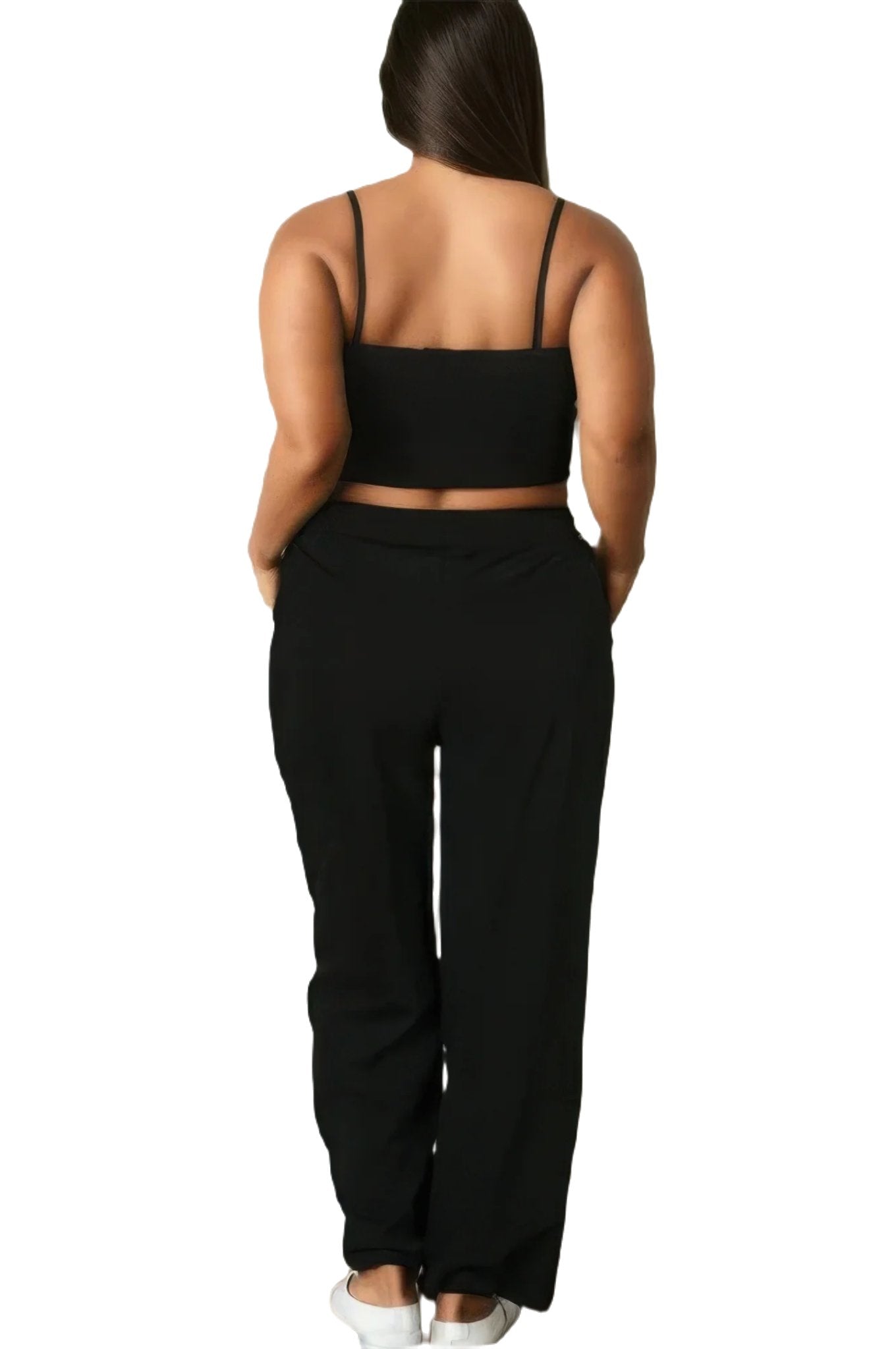 Plus Bustier Crop Cami Top & Slant Pocket Straight Pants - PureLove Designs LLC