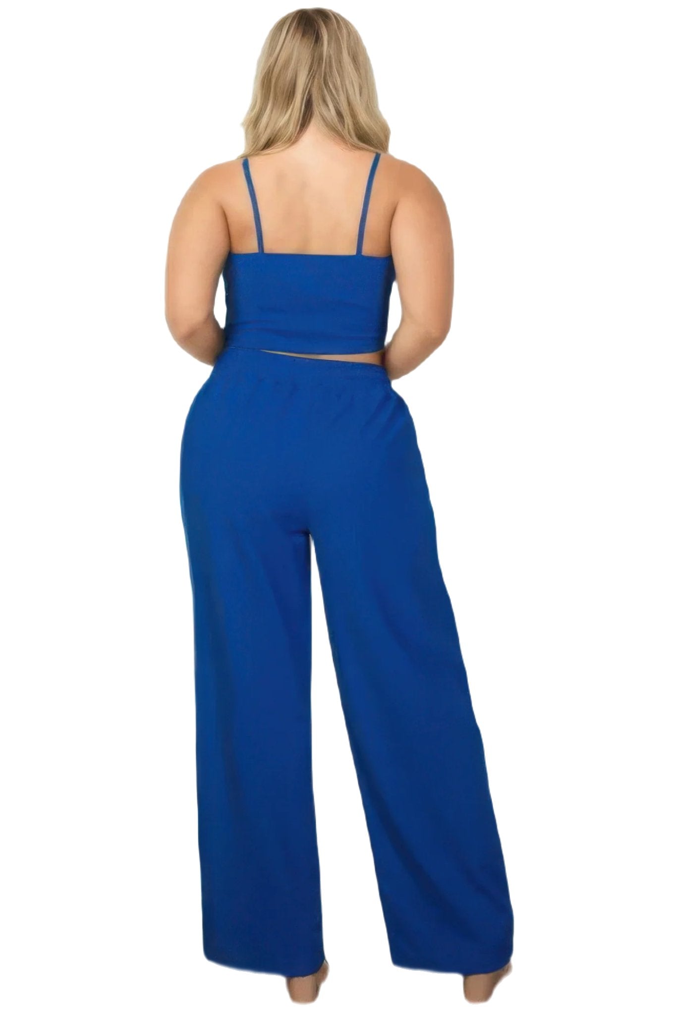 Plus Bustier Crop Cami Top & Slant Pocket Straight Pants - PureLove Designs LLC