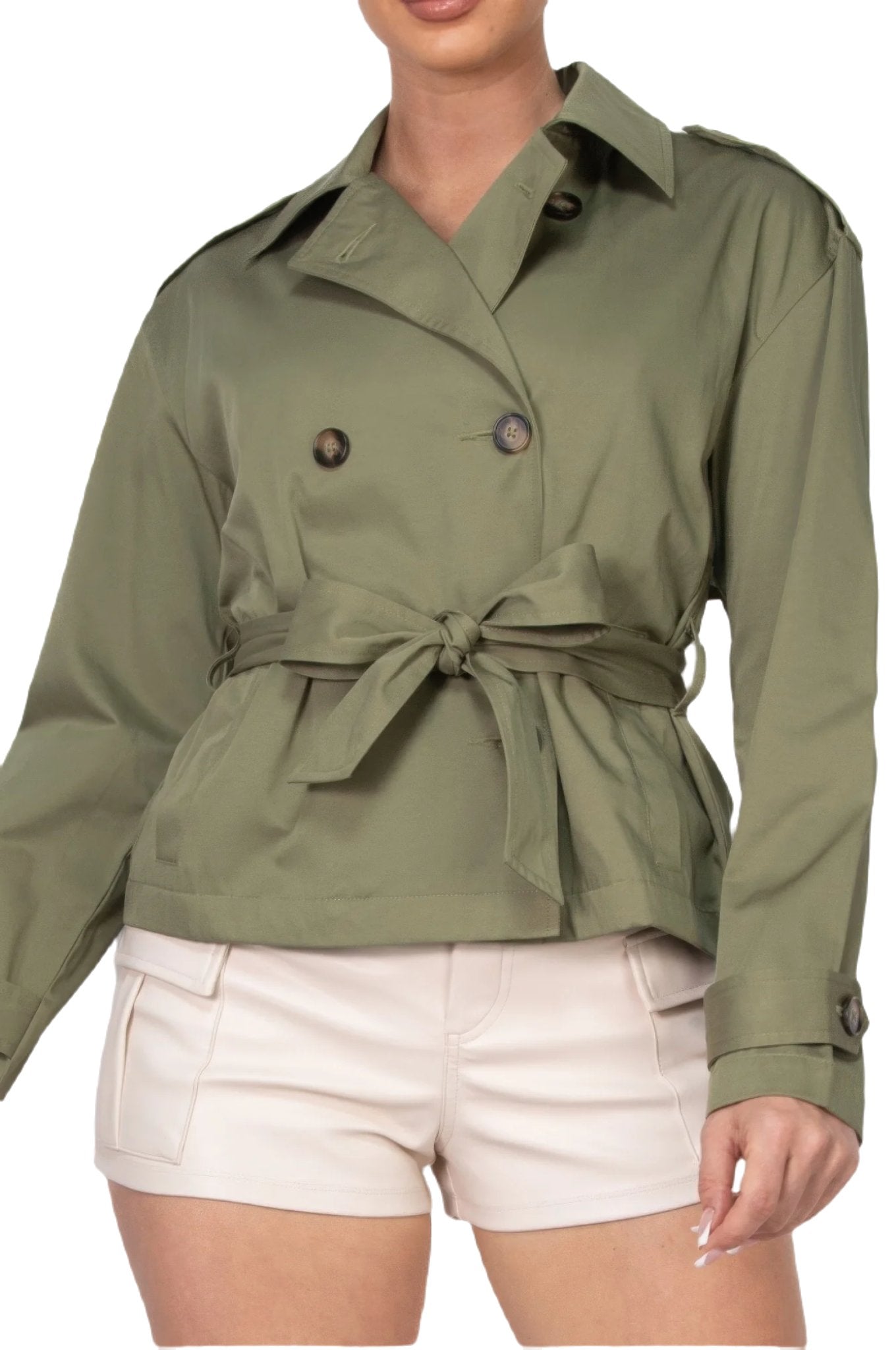 Double-breasted Waist-tie Trench Coat - PureLove Designs LLC