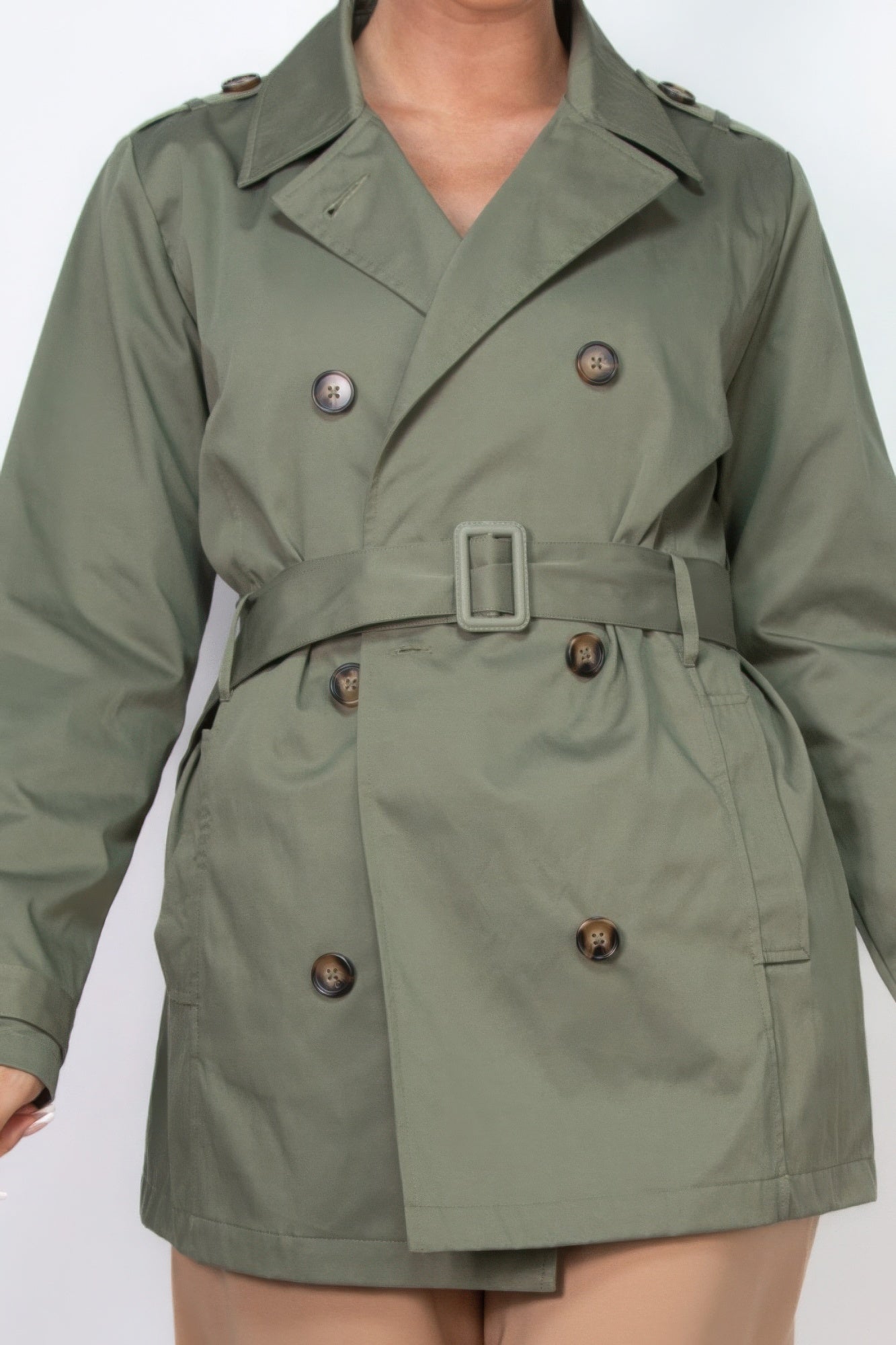 Double-breasted Notch Belted Coat - PureLove Designs LLC