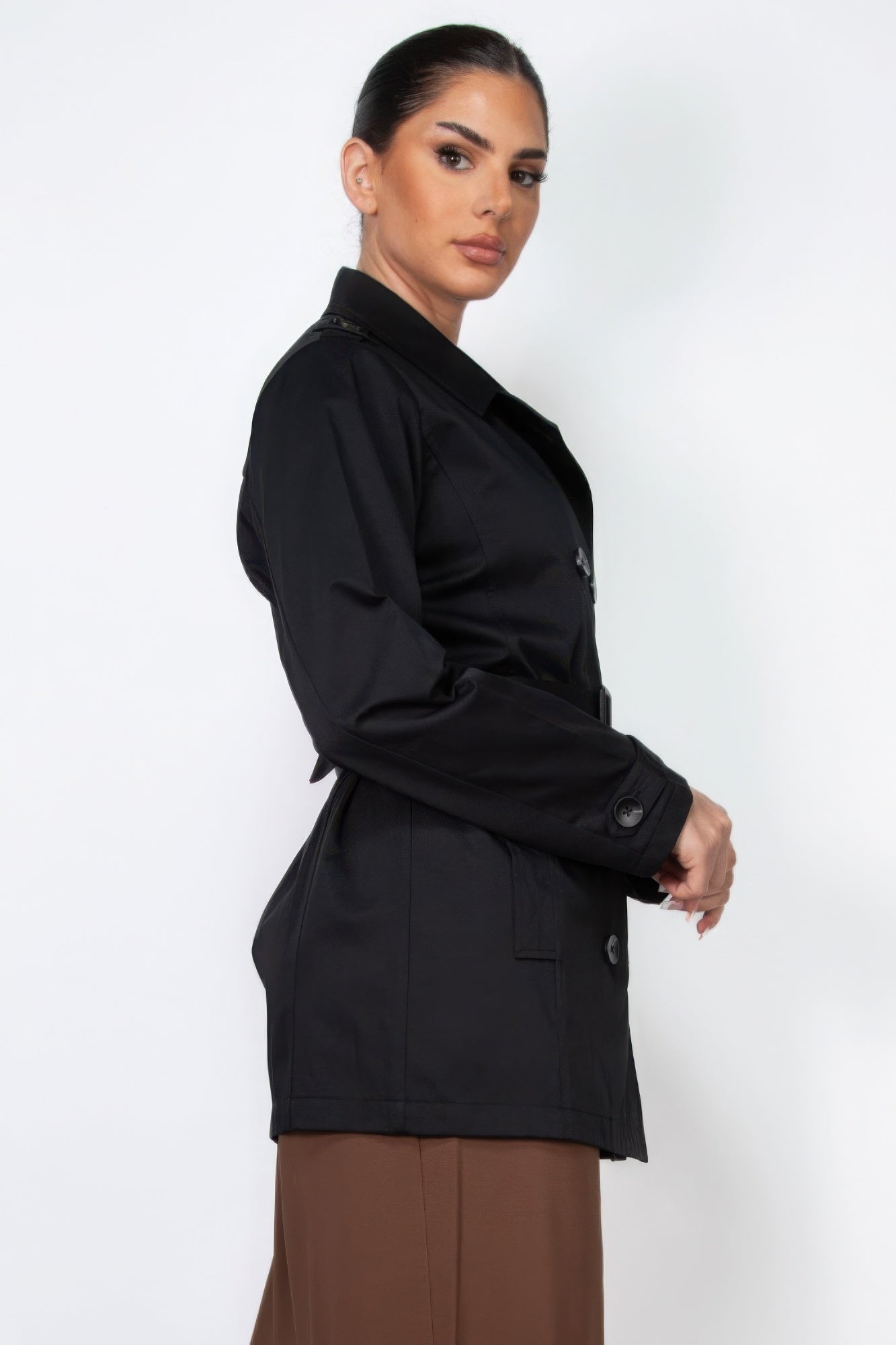 Double-breasted Notch Belted Coat - PureLove Designs LLC