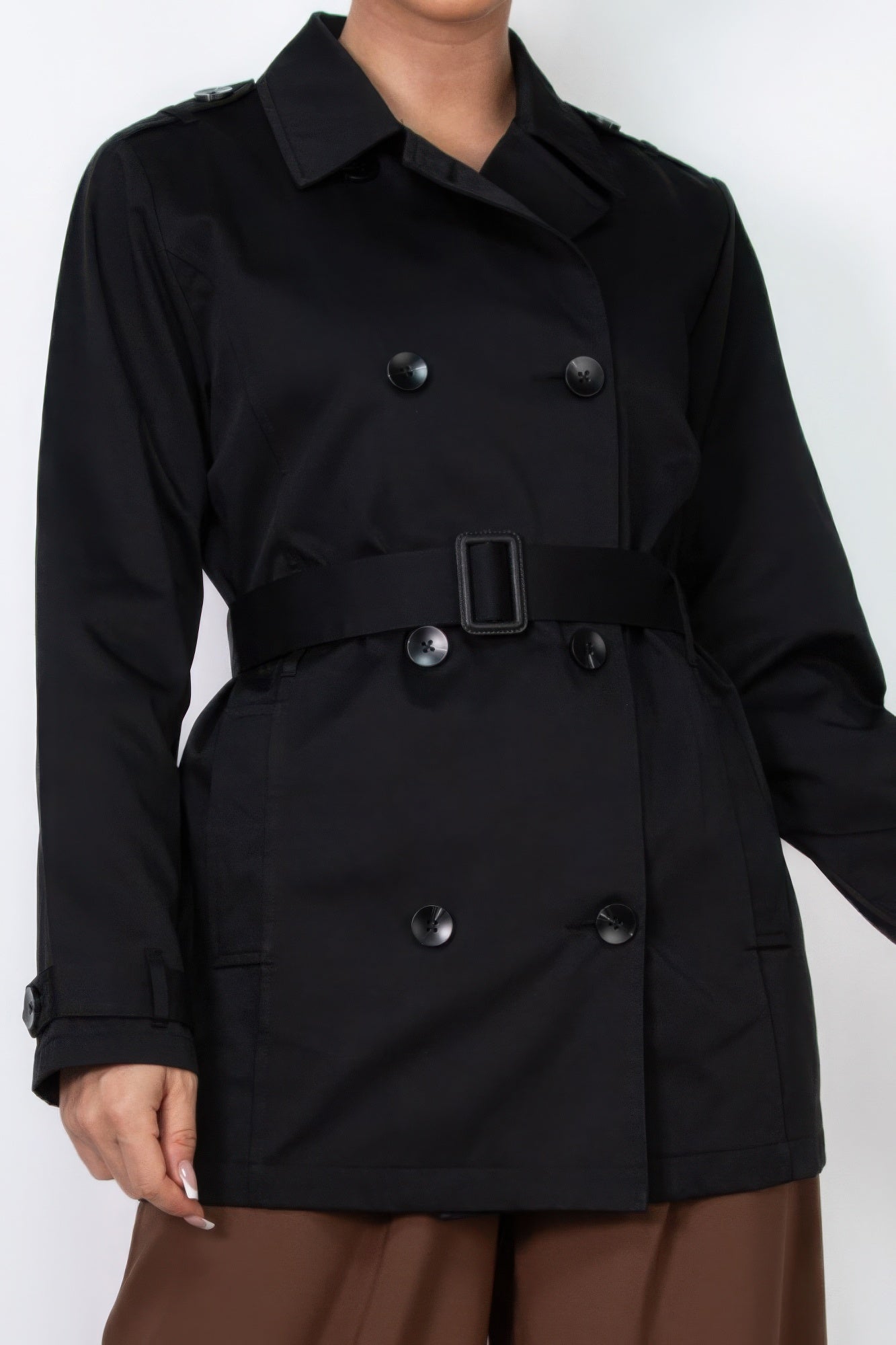 Double-breasted Notch Belted Coat - PureLove Designs LLC