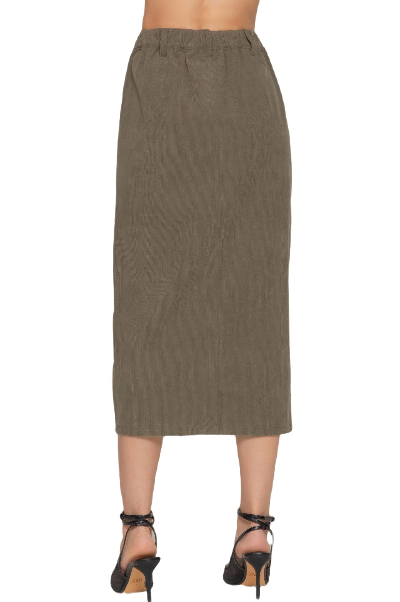 Front Open Slit Corduroy Midi Skirt - PureLove Designs LLC